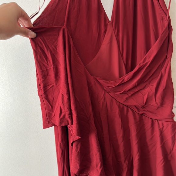 NEW Reiss Xena Draped Ruched Strappy Open Back Midi Cocktail Dress in Deep Red - Picture 11 of 12